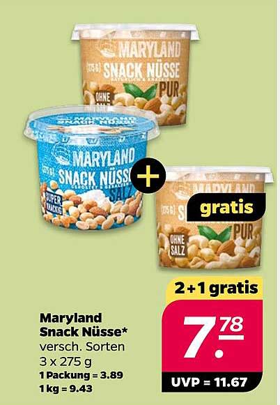Maryland Snack Nüsse - 2 + 1 gratis!