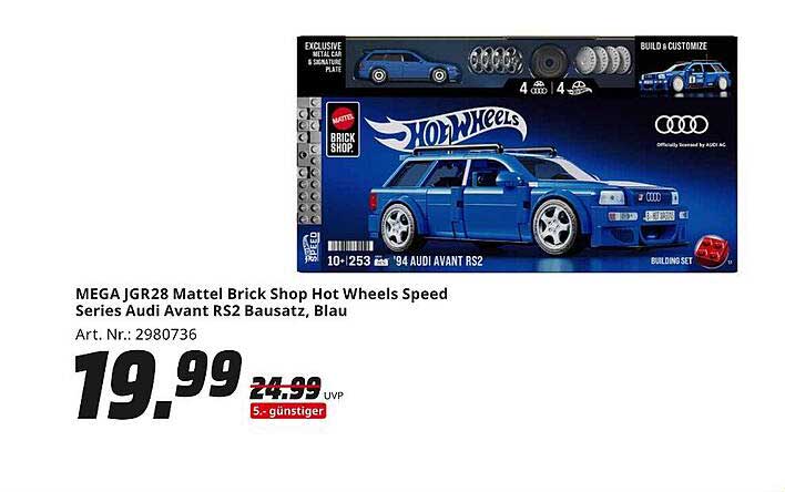 MEGA JGR28 Mattel Brick Shop Hot Wheels Speed Series Audi Avant RS2 Bausatz, Blau