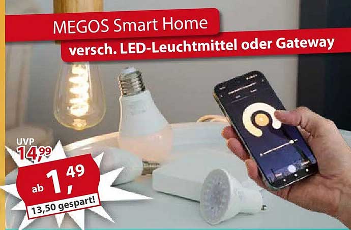 MEGOS Smart Home – verschiedene LED-Leuchtmittel oder Gateway