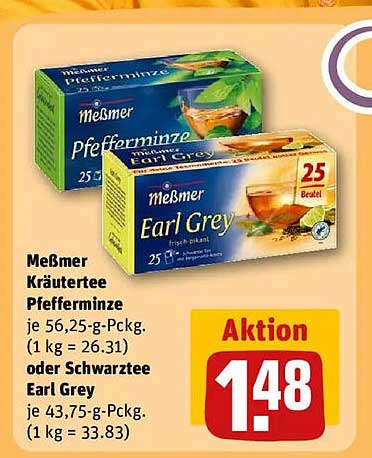 Meßmer Kräutertee Pfefferminze oder Schwarzer Tee Earl Grey