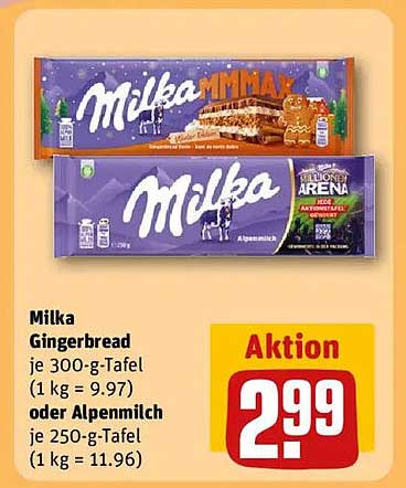 Milka Gingerbread und Alpenmilch Schokolade
