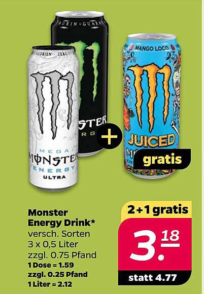 Monster Energy Drink 2+1 gratis
