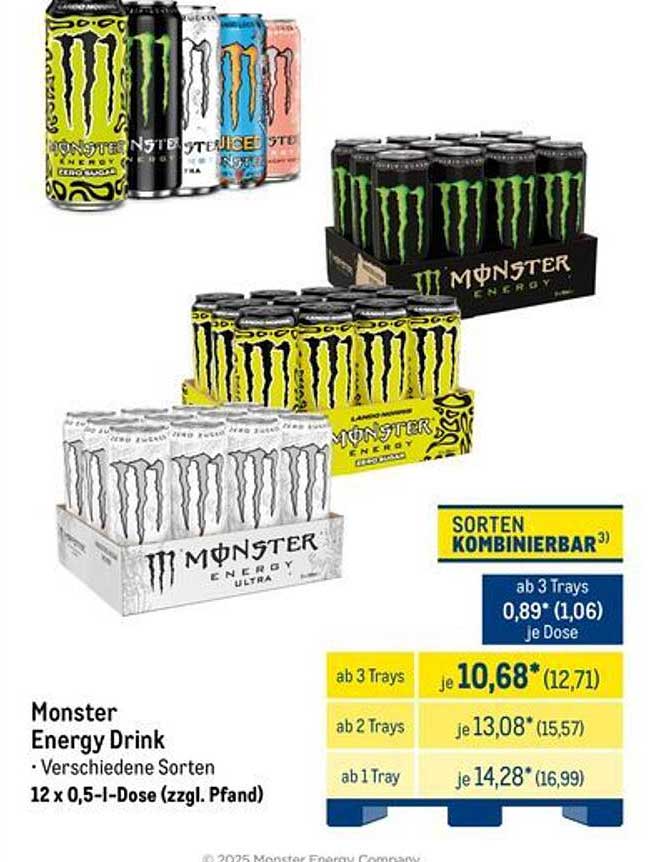 Monster Energy Drink - Verschiedene Sorten 12 x 0,5 l Dose (zzgl. Pfand)