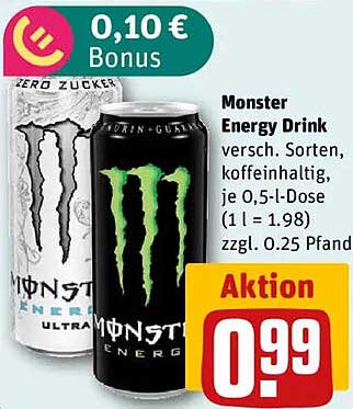 Monster Energy Drink - Verschiedene Sorten, Aktion für 0,99 €