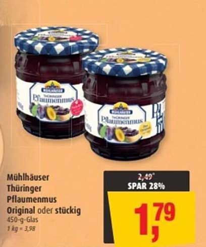 Mühlhäuser Thüringer Pflaumenmus Original oder Stück