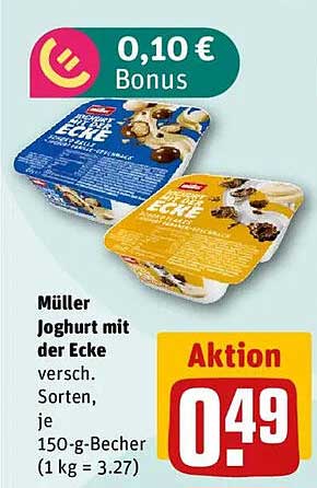 Müller Joghurt mit der Ecke, verschiedene Sorten, 150-g-Becher