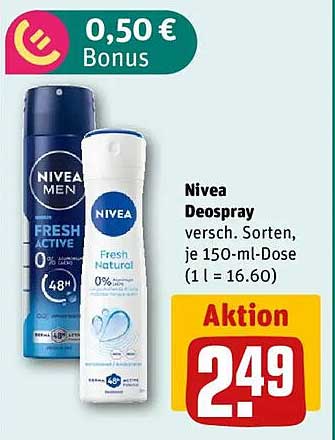 Nivea Deospray verschiedene Sorten 150 ml zum Aktionspreis