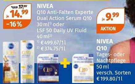 NIVEA Q10 Anti-Falten Experte Dual Action Serum 30 ml oder LSF 50 Daily UV Fluid 40 ml