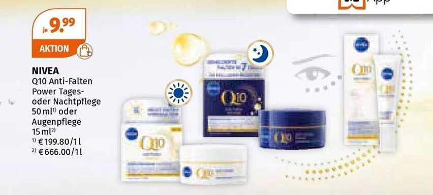NIVEA Q10 Anti-Falten Power Tages- oder Nachtpflege 50 ml oder Augenpflege 15 ml