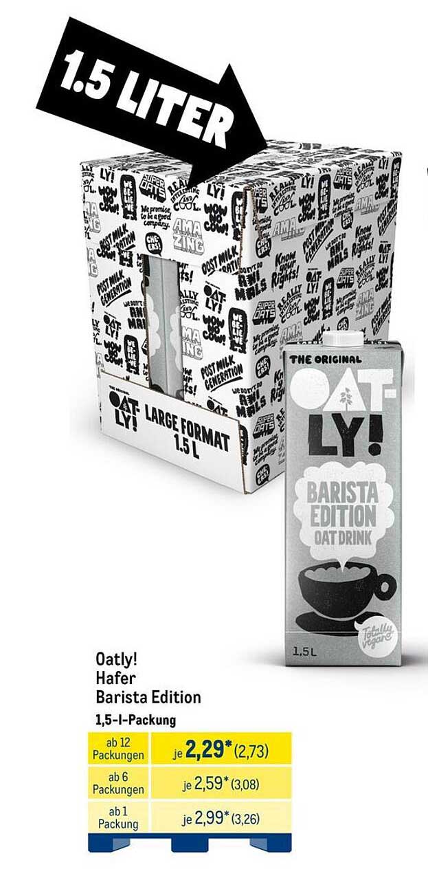 Oatly! Hafer Barista Edition 1,5-L-Packung