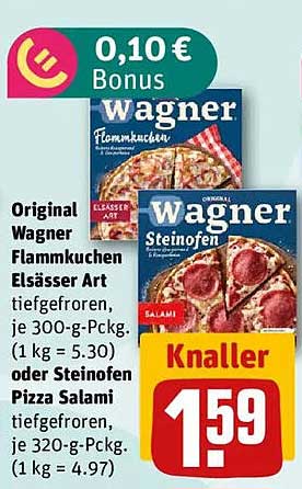 Original Wagner Flammkuchen Elsässer Art oder Steinofen Pizza Salami