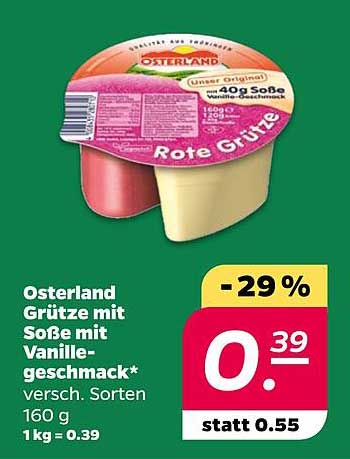 Osterland Grütze mit Soße mit Vanillegeschmack – 160 g