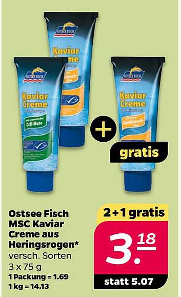 Ostsee Fisch MSC Kaviar Creme aus Heringsrogen – 2 + 1 gratis!