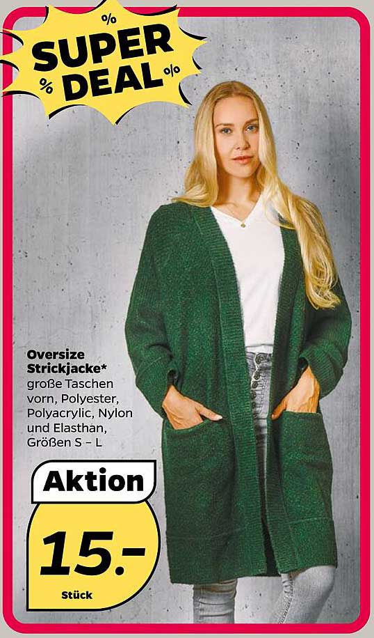 Oversize Strickjacke mit großen Taschen – Aktion zum Superpreis!