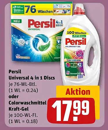 Persil Universal 4 in 1 Discs oder Colorwaschmittel Kraft-Gel
