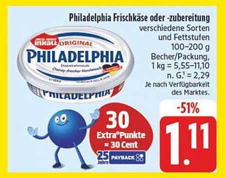 Philadelphia Frischkäse - verschiedene Sorten und Fettstufen