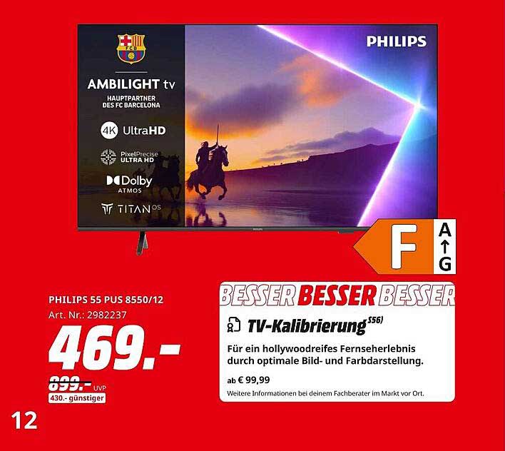 PHILIPS 55 PUS 8550/12 - 4K Ultra HD Fernseher mit Ambilight