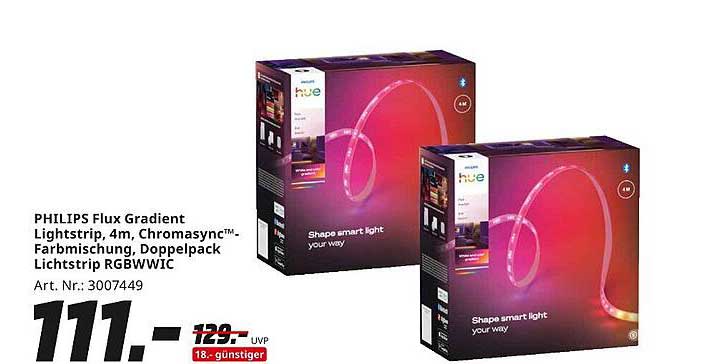 PHILIPS Flux Gradient Lightstrip, 4m, Chromasync™-Farben, Doppelpack