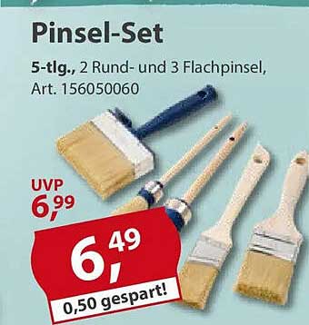 Pinsel-Set 5-tlg. mit 2 Rund- und 3 Flachpinseln