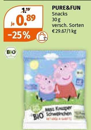 PURE&FUN Snacks 30 g – Bio-Leckereien für kleine Feinschmecker