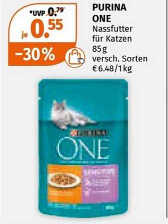 PURINA ONE Nassfutter für Katzen 85 g - Jetzt für 0,55 €