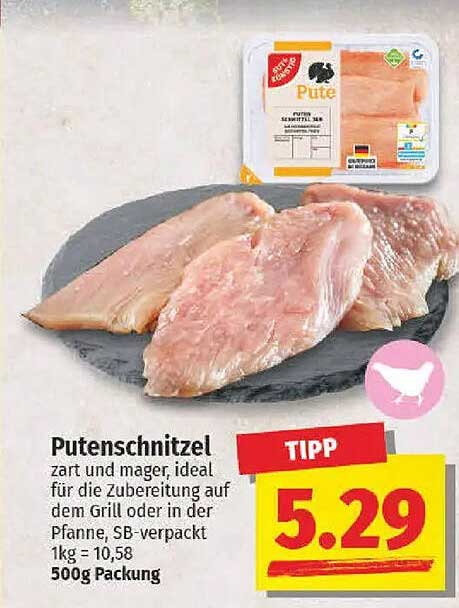 Putenschnitzel zart und mager, ideal für die Zubereitung auf dem Grill oder in der Pfanne