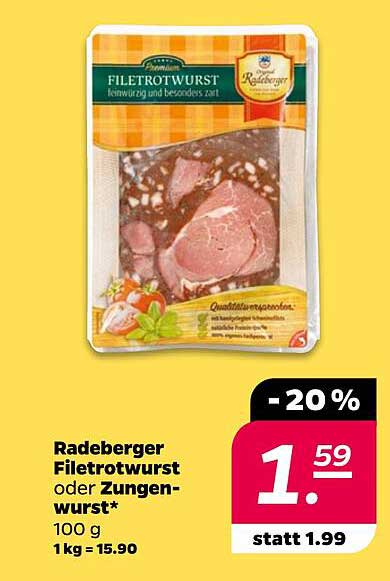 Radeberger Filetrotwurst oder Zungenwurst – 100 g