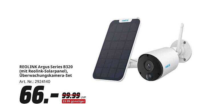 REOLINK Argus Series B320 (mit Reolink-Solarpanel), Überwachungskamera-Set