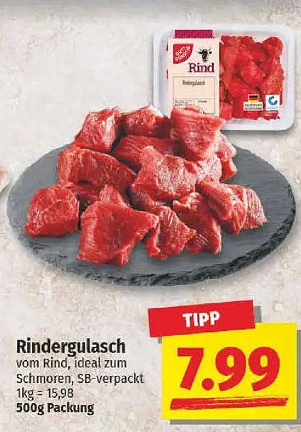 Rindergulasch vom Rind, ideal zum Schmoren