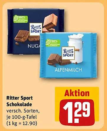 Ritter Sport Schokolade - verschiedene Sorten zum Aktionspreis