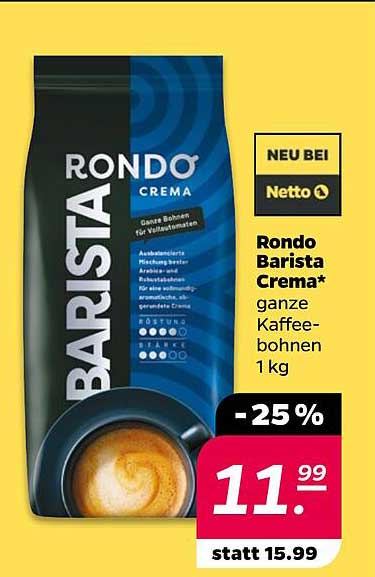 Rondo Barista Crema - Ganze Kaffeebohnen 1 kg