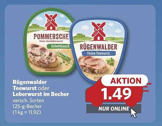 Rügenwalder Teewurst oder Leberwurst im Becher