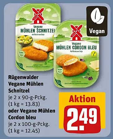 Rügenwalder Vegane Mühlen Schnitzel oder Vegane Mühlen Cordon Bleu