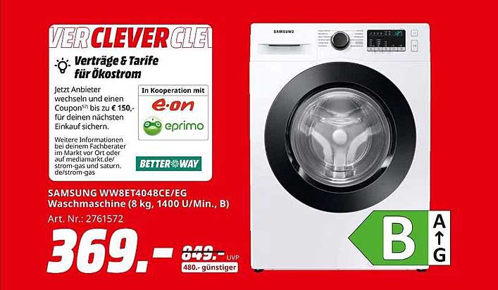 SAMSONG WW8ET4048CE/EG Waschmaschine (8 kg, 1400 U/Min., B)