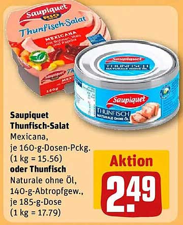 Saupiquet Thunfisch-Salat Mexicana und Thunfisch Naturale ohne Öl - Aktionspreis