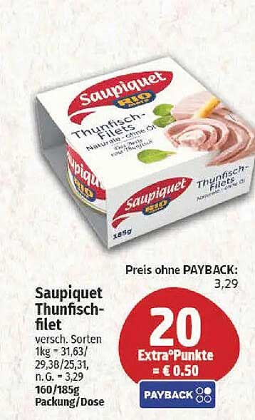 Saupiquet Thunfischfilet 185g