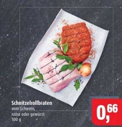 Schnitzelrollbraten vom Schwein, natur oder gewürzt, 100 g
