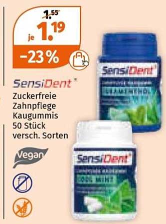 SensiDent Zuckerfreie Zahnpflege Kaugummis 50 Stück - Cool Mint und Atemfrisch