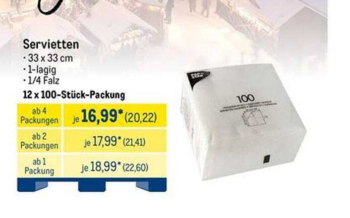 Servietten 12 x 100 Stück-Packung