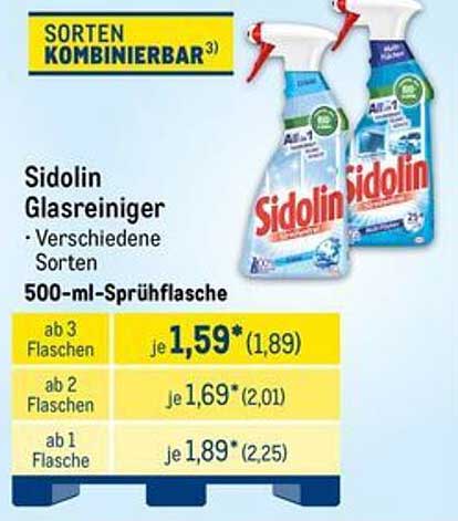 Sidolin Glasreiniger - Verschiedene Sorten 500-ml-Sprühlasche