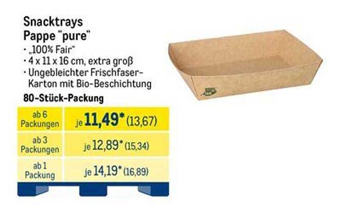 Snacktrays Pappe 'pure' - 80-Stück-Packung