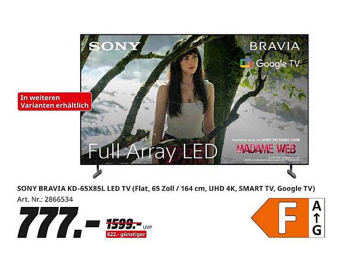 SONY BRAVIA KD-65X85L LED TV (Flat, 65 Zoll / 164 cm, UHD 4K, SMART TV, Google TV)