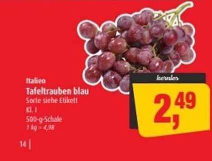 Tafeltrauben blau, 500-g-Schale