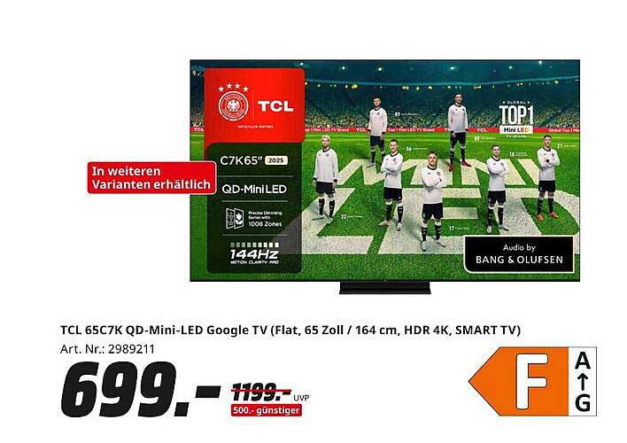 TCL 65C7K QD-Mini-LED Google TV (Flat, 65 Zoll / 164 cm, HDR 4K, SMART TV)