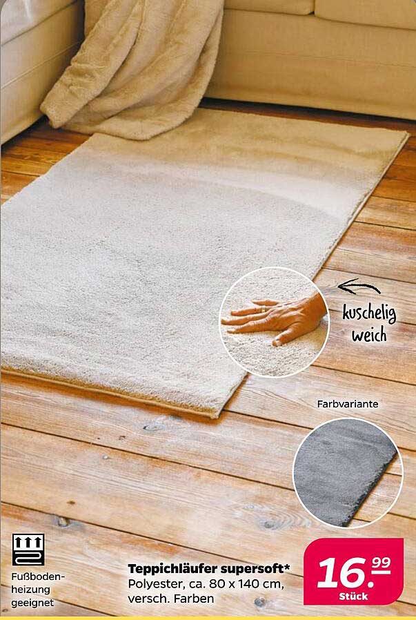 Teppichläufer supersoft* Polyester, ca. 80 x 140 cm, versch. Farben
