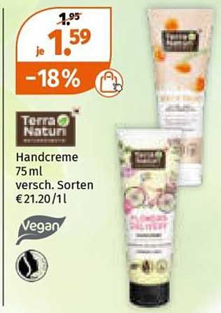 Terra Natur Handcreme 75 ml, diverse Sorten zum Aktionspreis