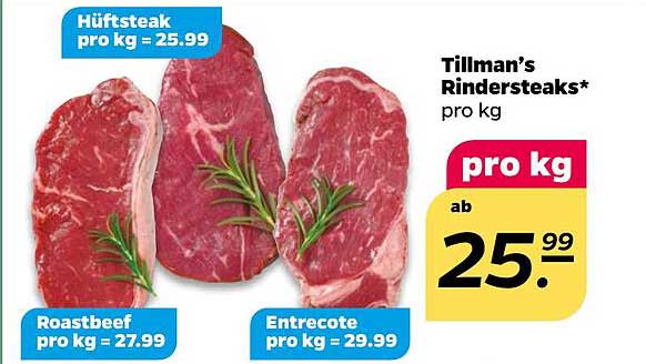 Tillman’s Rindersteaks pro kg ab 25,99