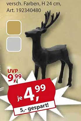 Toller Dekorationshirsch in verschiedenen Farben, Höhe 24 cm