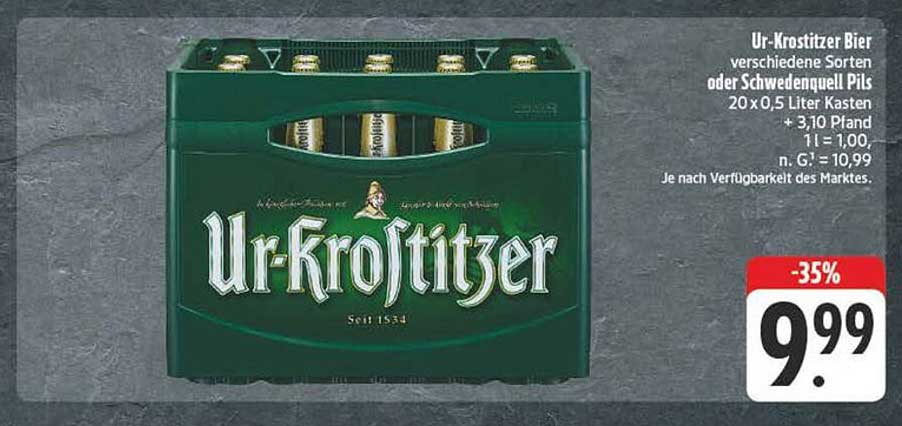 Ur-Krostitzer Bier verschiedene Sorten oder Schwedenquell Pils 20 x 0,5 Liter Kasten