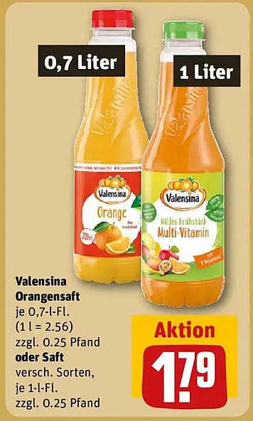 Valensina Orangensaft 0,7 Liter und 1 Liter
